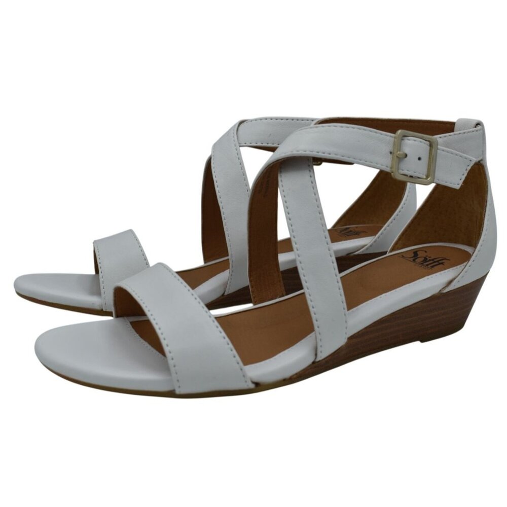 Sofft Womens‎ Size 10 Innis White Leather Open Toe Sandals Shoes